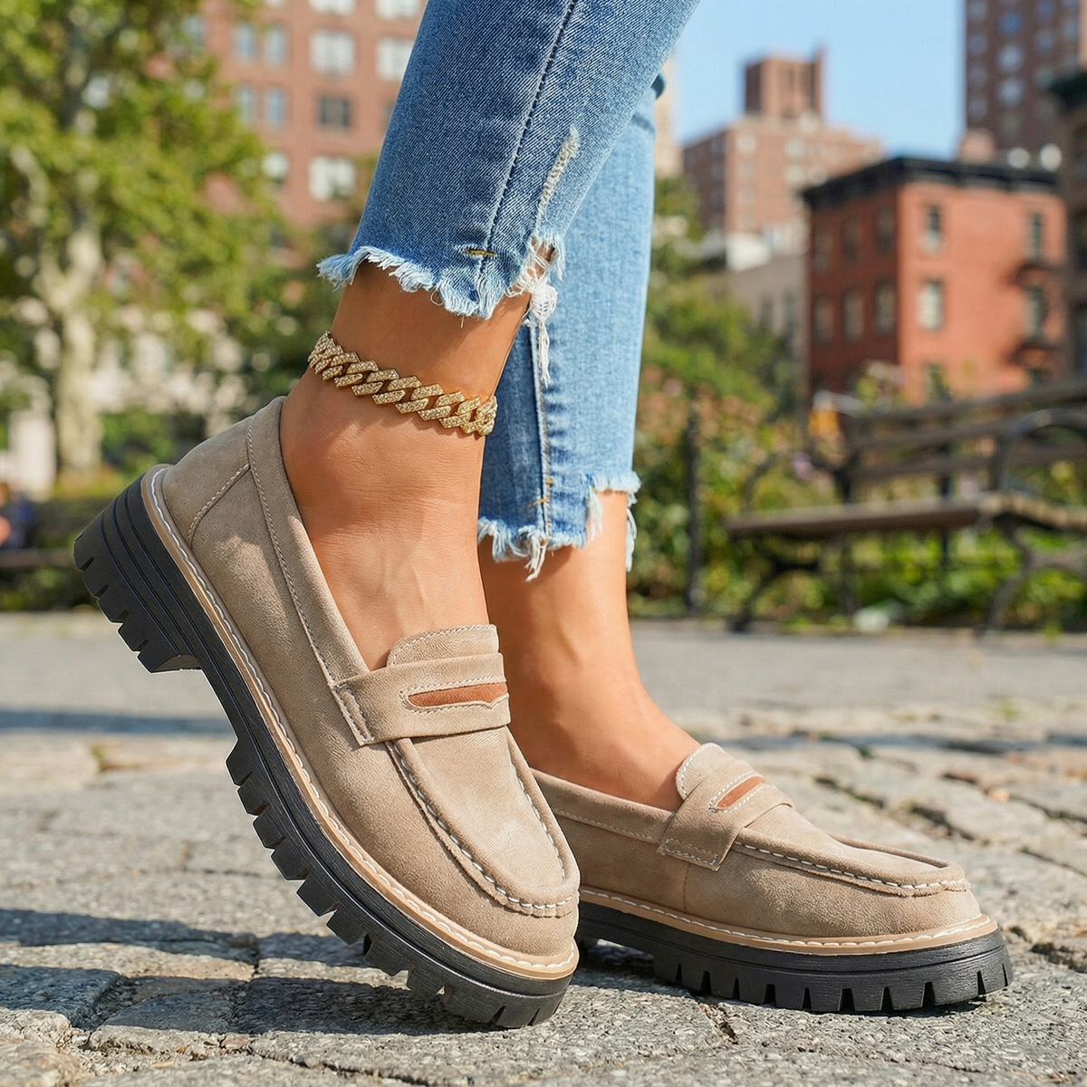 Damen Loafer Schwarz mit Gepolstertem Fußbett Jully