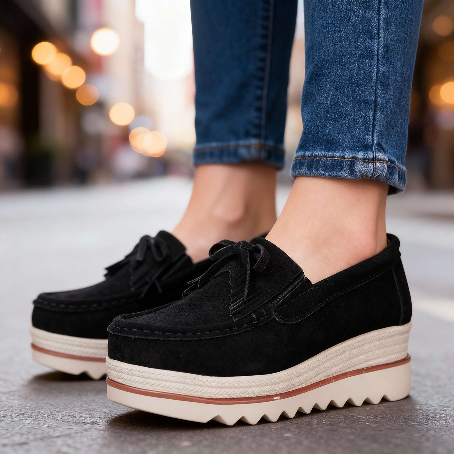 Damen Loafer Schwarz mit Stützender Sohle Jully