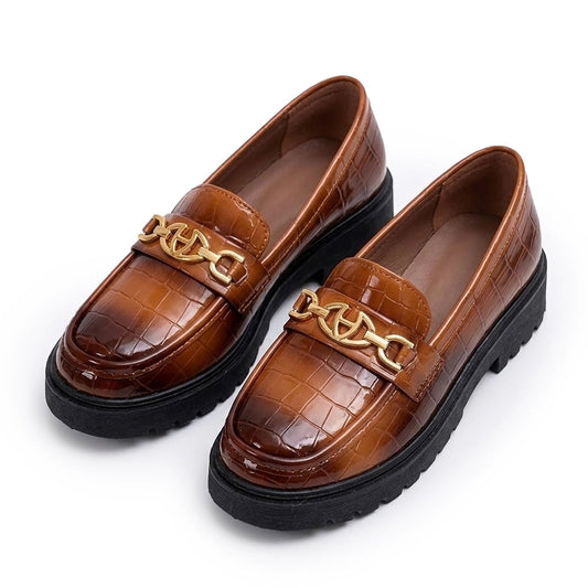 Damen Loafer aus Krokodilimitat mit Horsebit Jully
