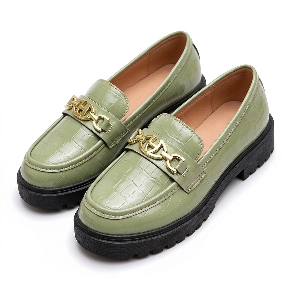 Damen Loafer aus Krokodilimitat mit Horsebit Jully