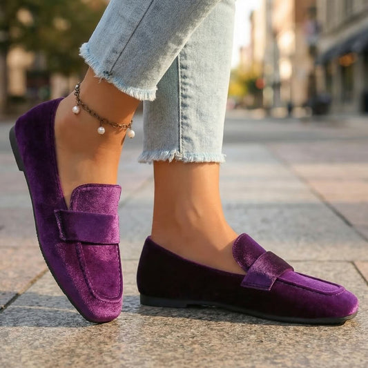 Damen Loafer aus Samt mit quadratischer Zehenpartie Jully