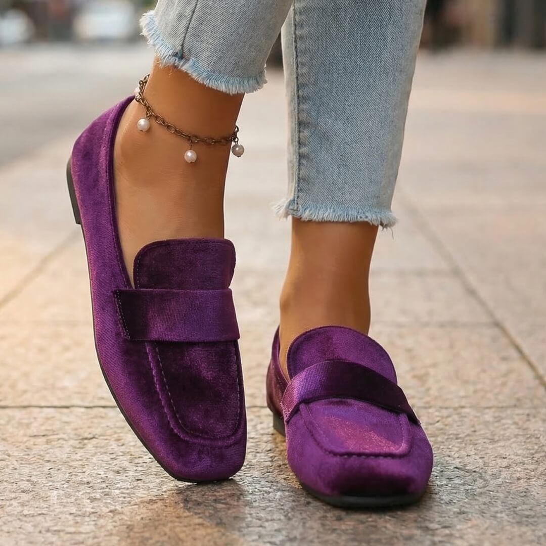 Damen Loafer aus Samt mit quadratischer Zehenpartie Jully