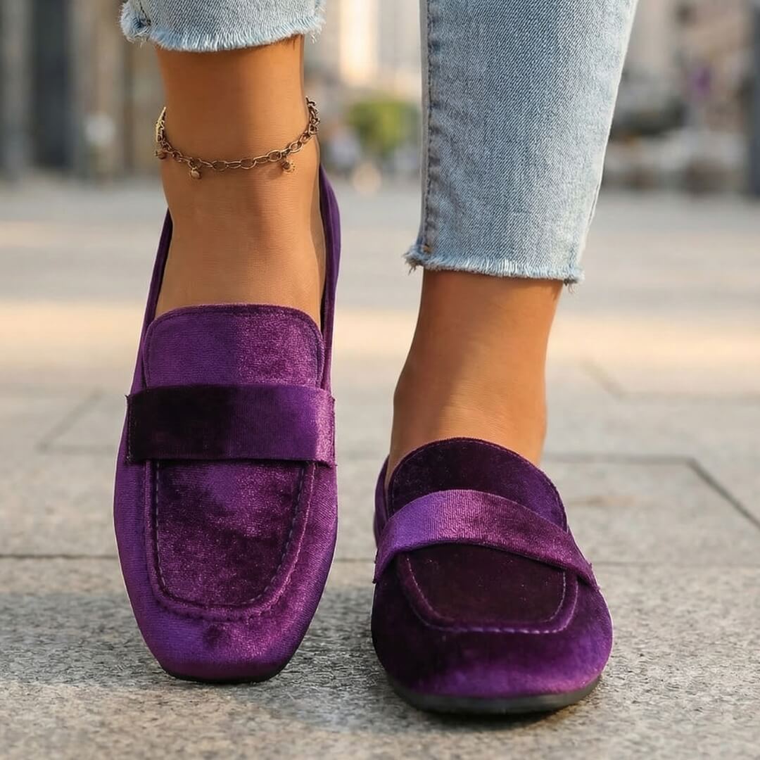 Damen Loafer aus Samt mit quadratischer Zehenpartie Jully
