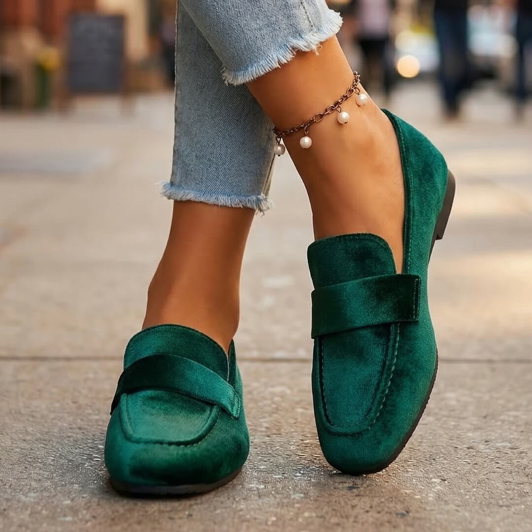 Damen Loafer aus Samt mit quadratischer Zehenpartie Jully