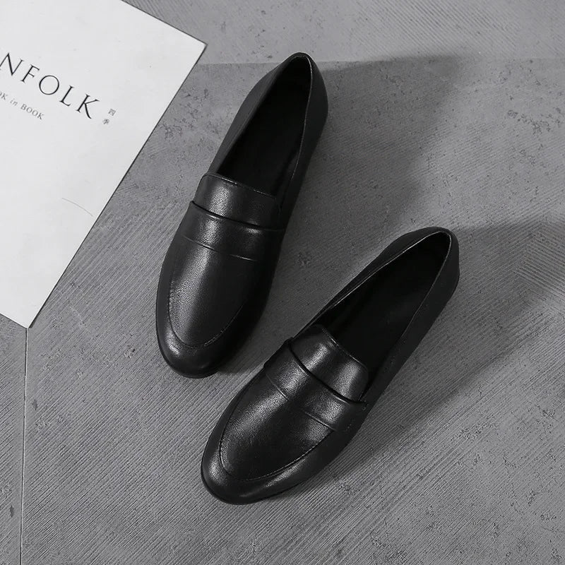 Damen Loafer aus Vintage-Leder in Schwarz Jully