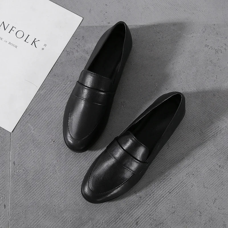 Damen Loafer aus Vintage-Leder in Schwarz Jully