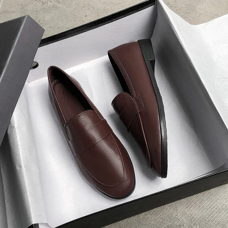 Damen Loafer aus Vintage-Leder in Schwarz Jully