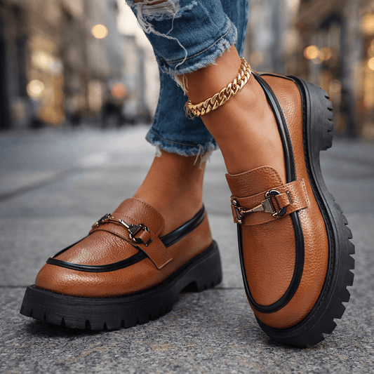 Damen Loafer aus Vollnarbenleder mit grober Profilsohle Jully