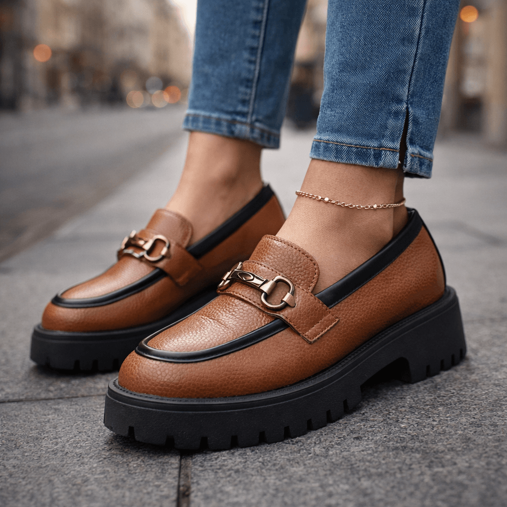 Damen Loafer aus Vollnarbenleder mit grober Profilsohle Jully