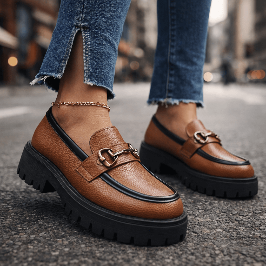 Damen Loafer aus Vollnarbenleder mit grober Profilsohle Jully