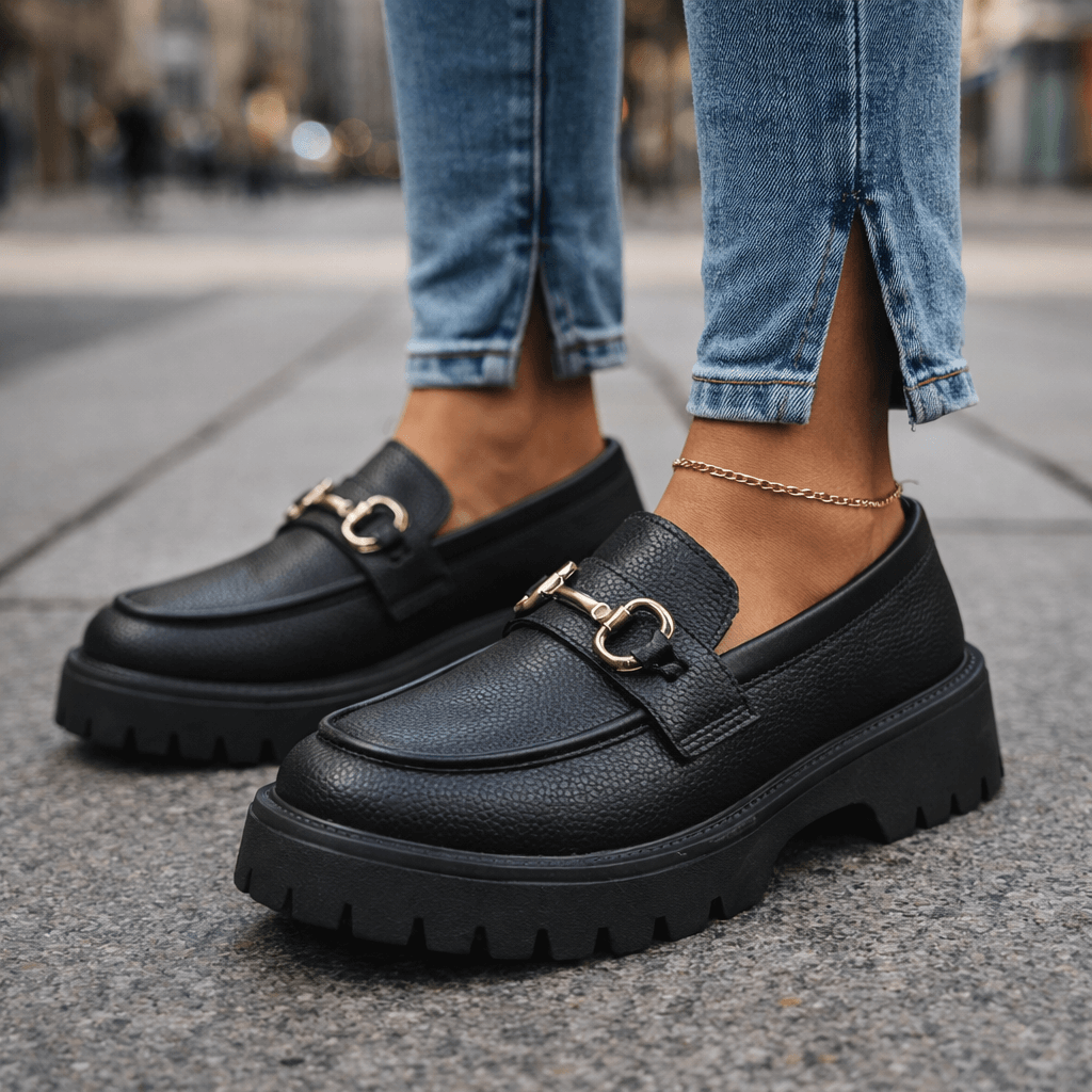 Damen Loafer aus Vollnarbenleder mit grober Profilsohle Jully