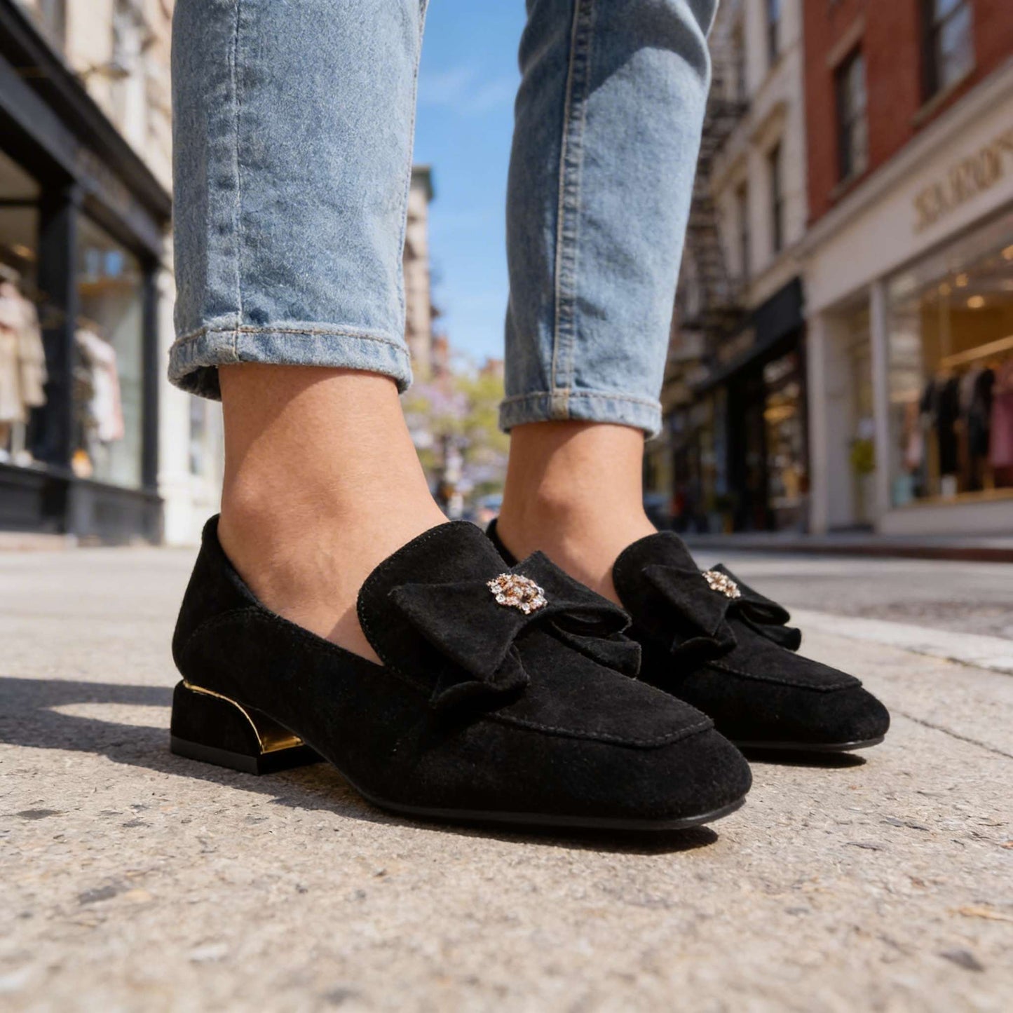 Damen Loafer aus Wildleder mit Schleifendetail Jully