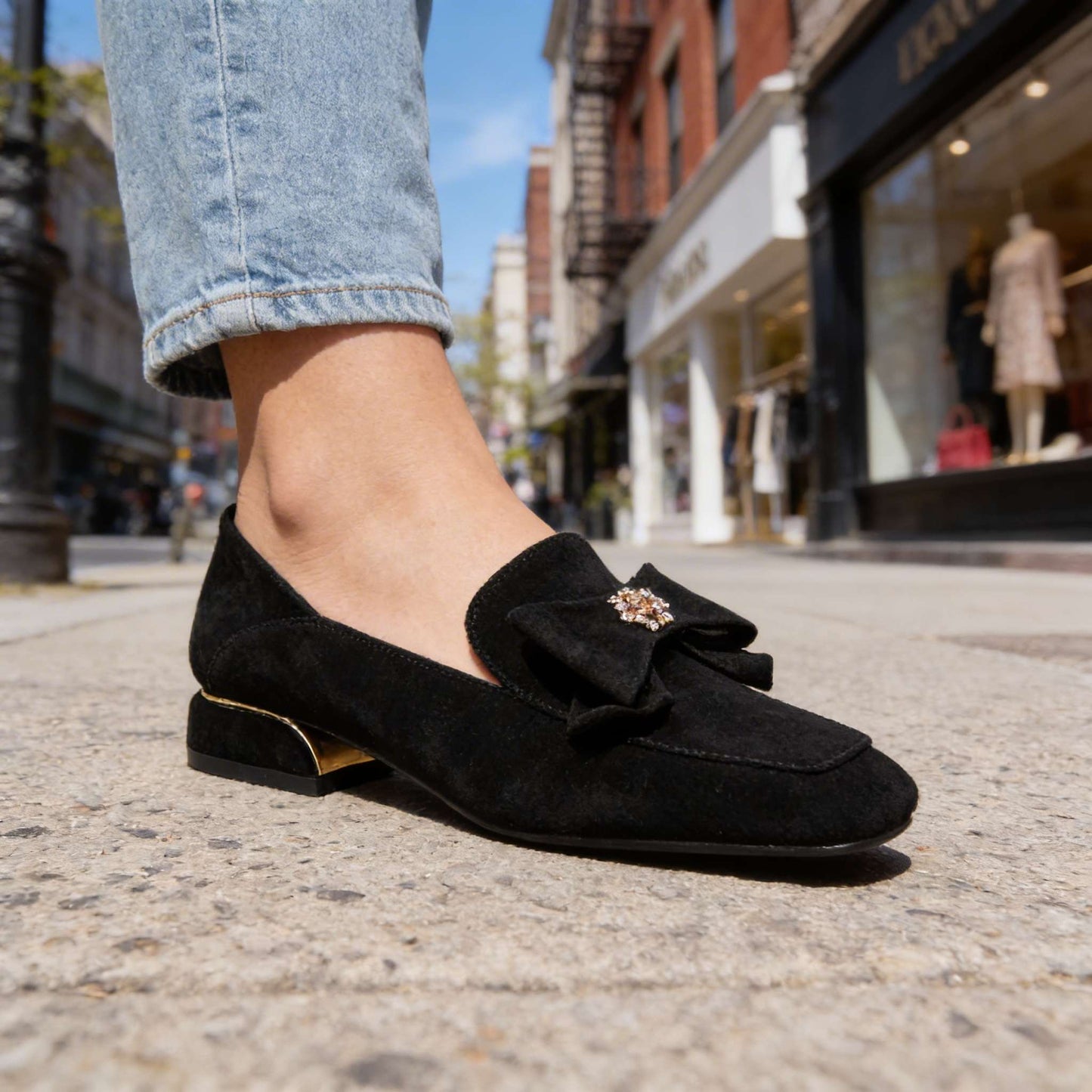 Damen Loafer aus Wildleder mit Schleifendetail Jully