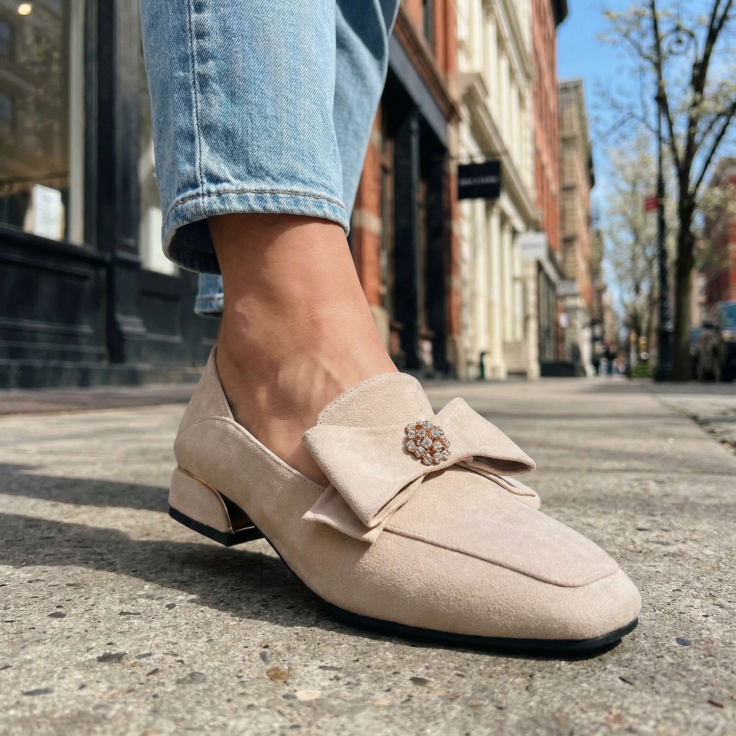 Damen Loafer aus Wildleder mit Schleifendetail Jully