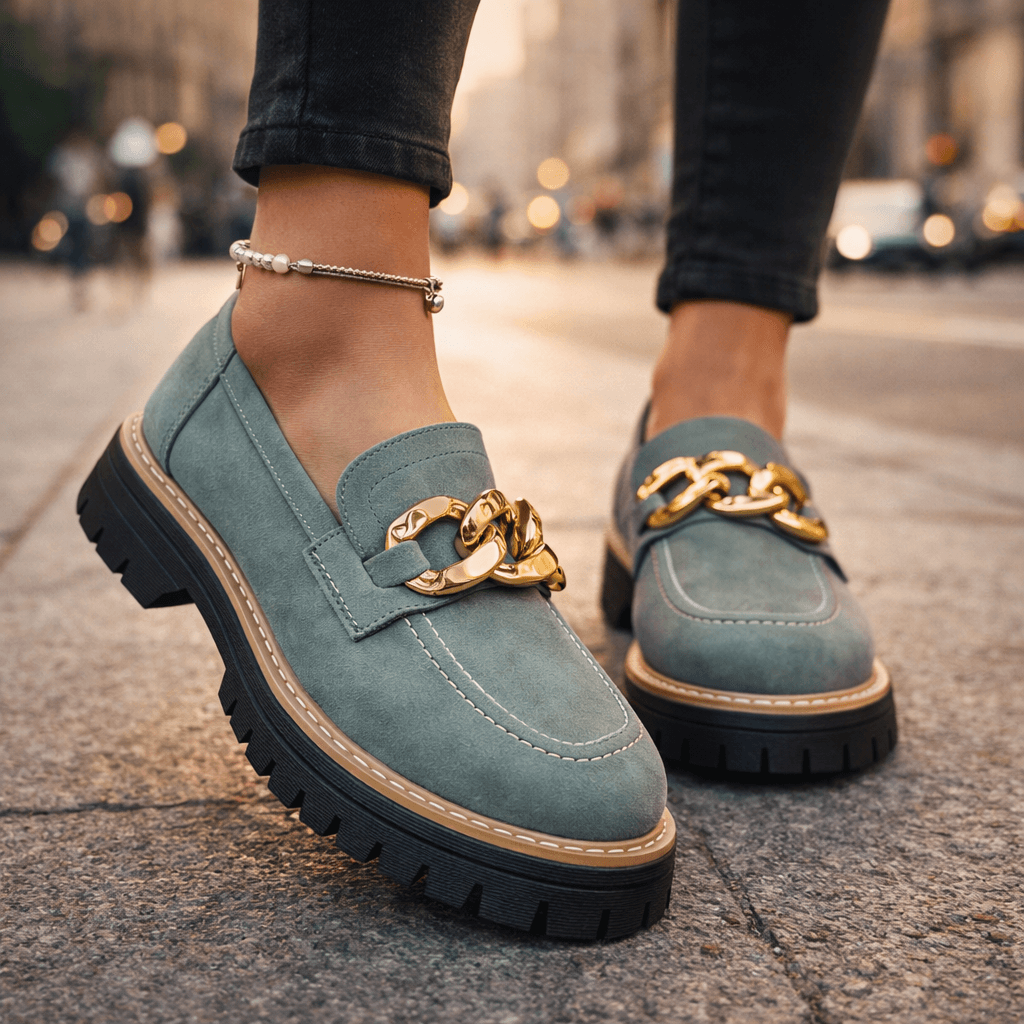 Damen Loafer aus Wildleder mit goldenen Details Jully