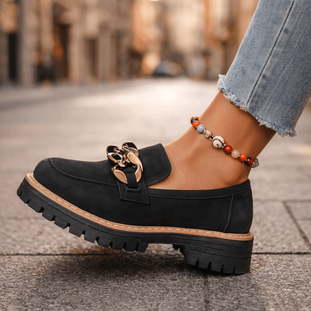 Damen Loafer aus Wildleder mit goldenen Details Jully