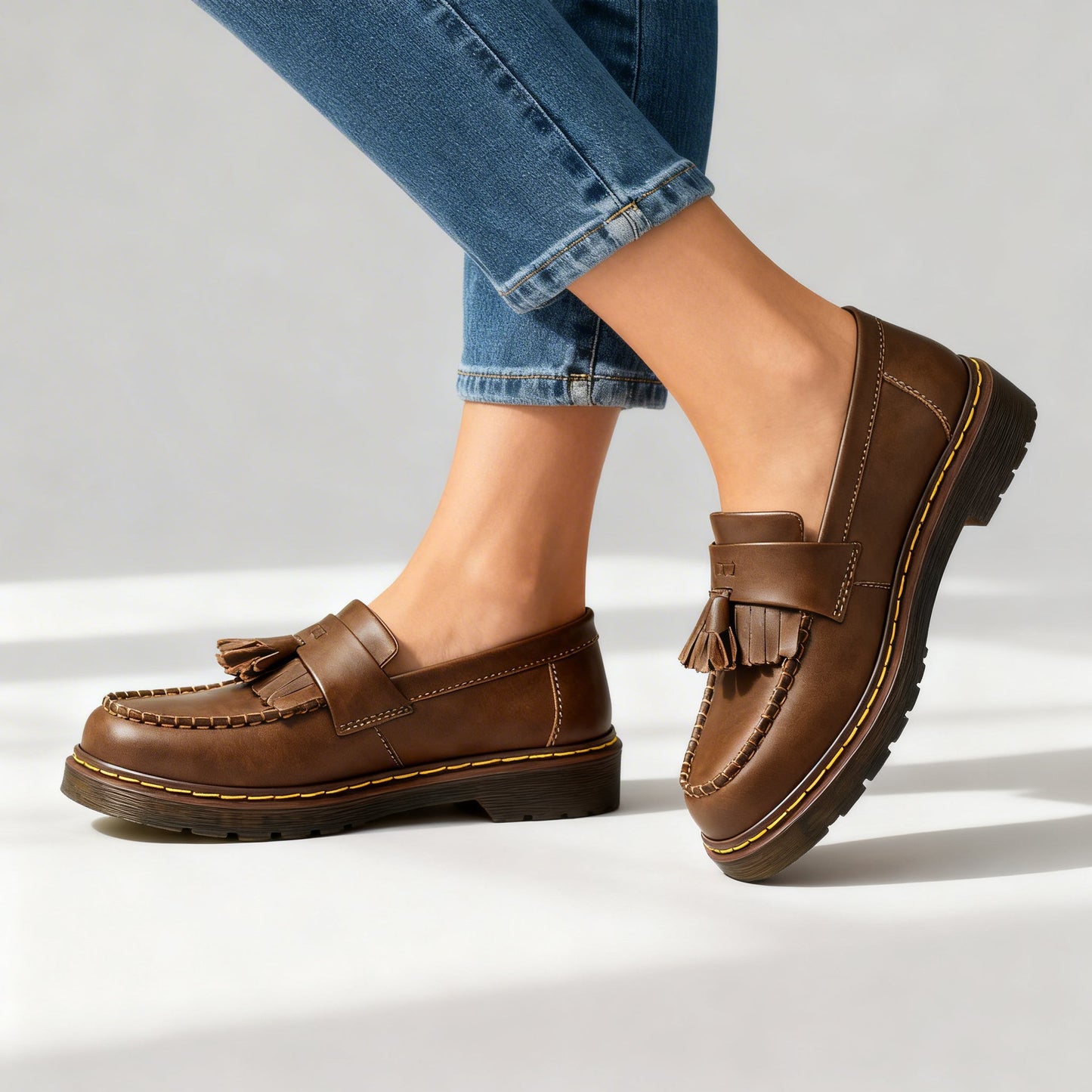 Damen Loafer aus echtem Leder mit Quasten Jully