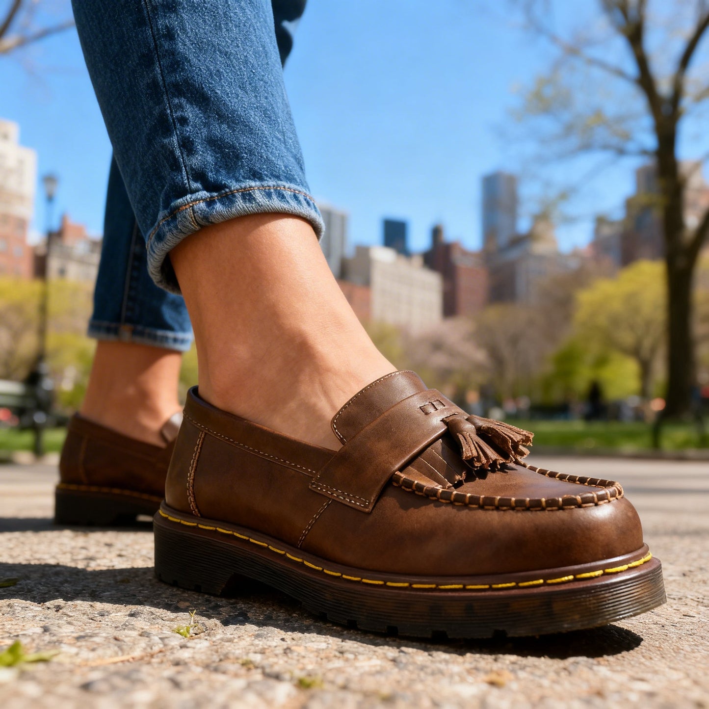 Damen Loafer aus echtem Leder mit Quasten Jully