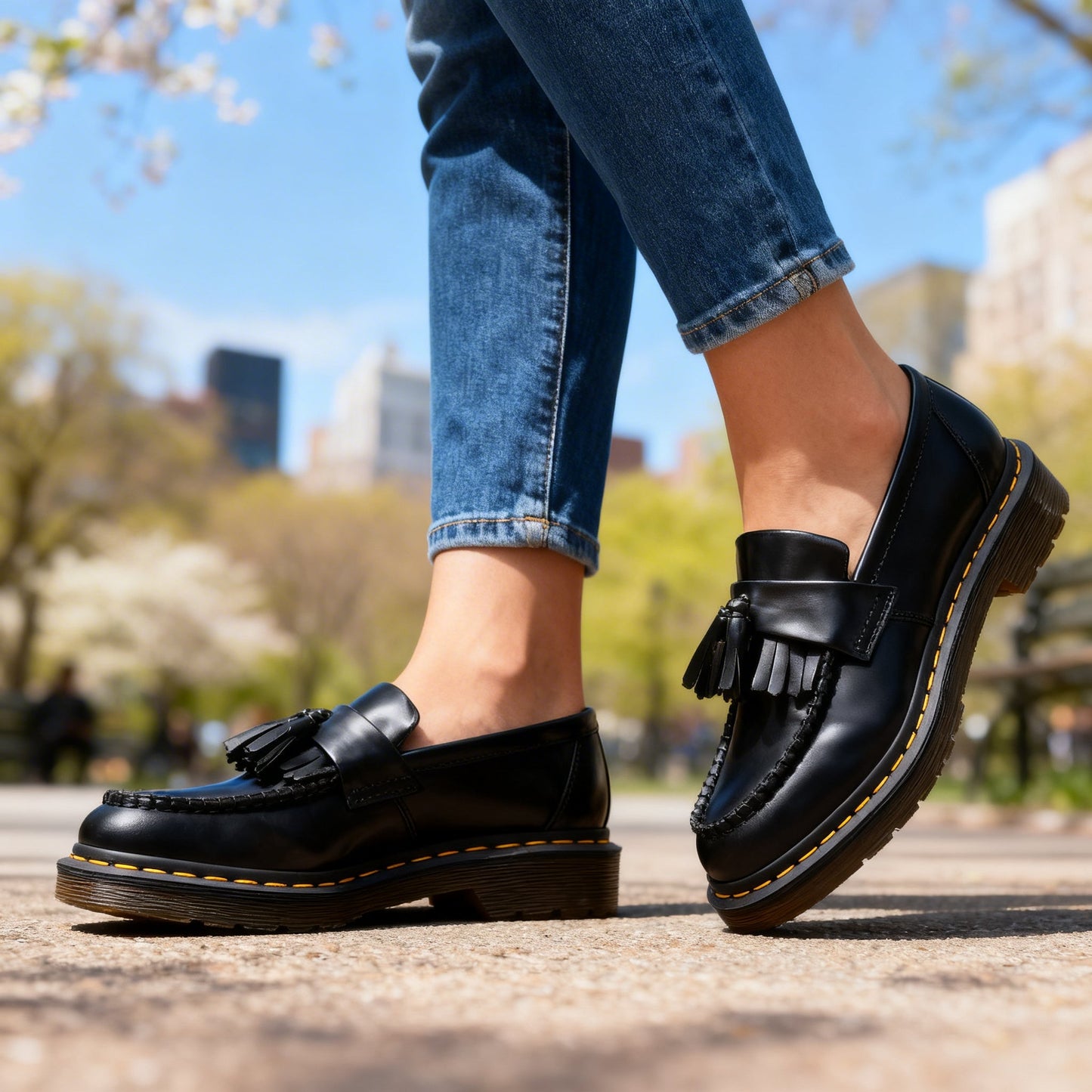 Damen Loafer aus echtem Leder mit Quasten Jully