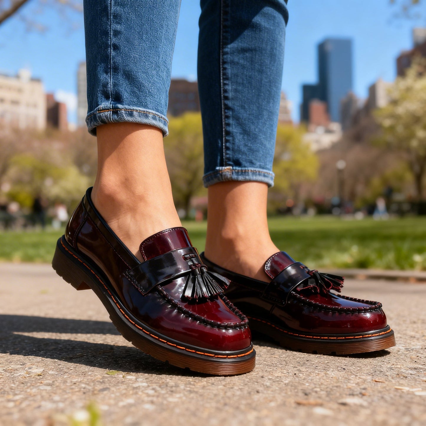 Damen Loafer aus echtem Leder mit Quasten Jully