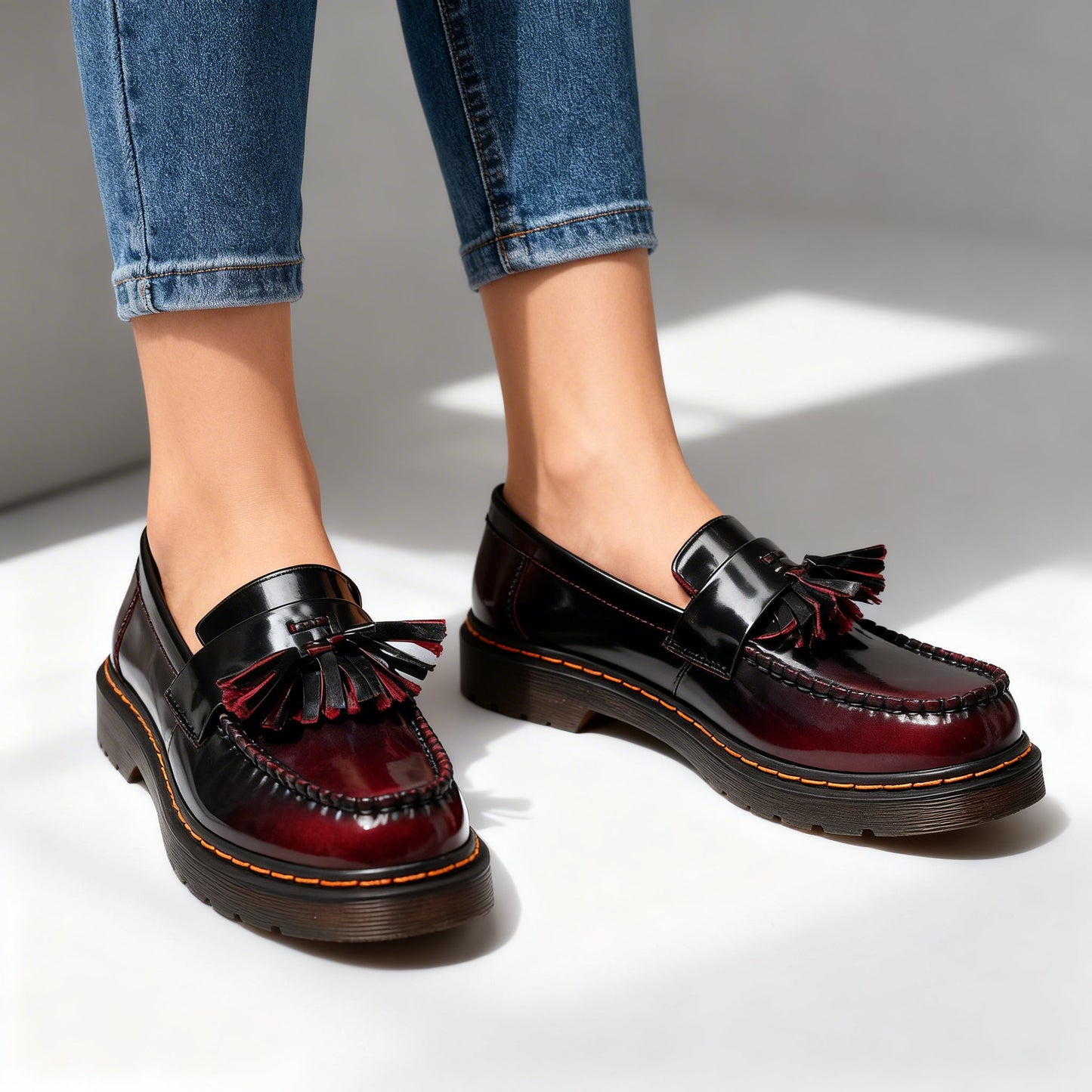 Damen Loafer aus echtem Leder mit Quasten Jully
