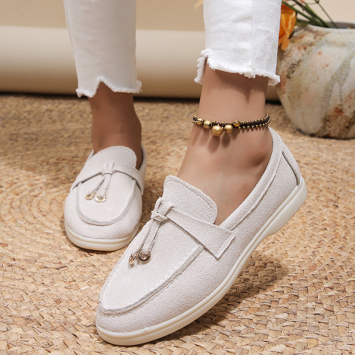 Damen Loafer aus samtiger Textur mit Quaste Jully