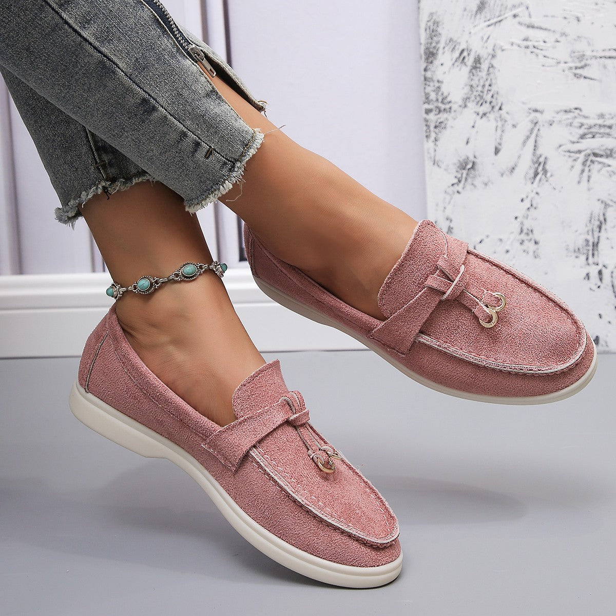 Damen Loafer aus samtiger Textur mit Quaste Jully