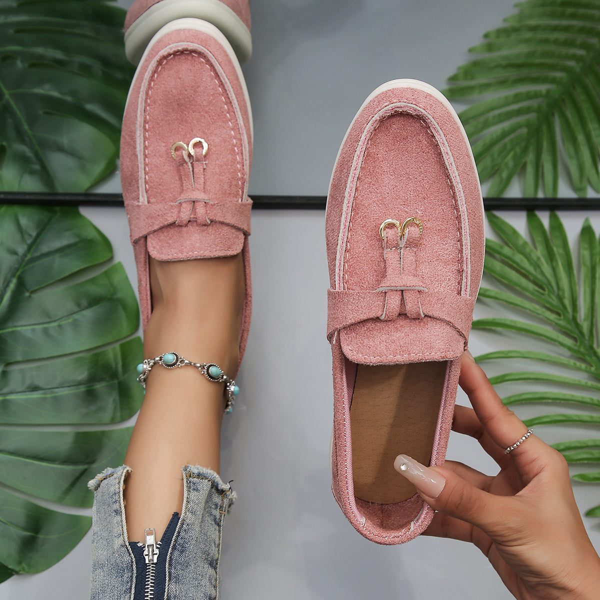 Damen Loafer aus samtiger Textur mit Quaste Jully
