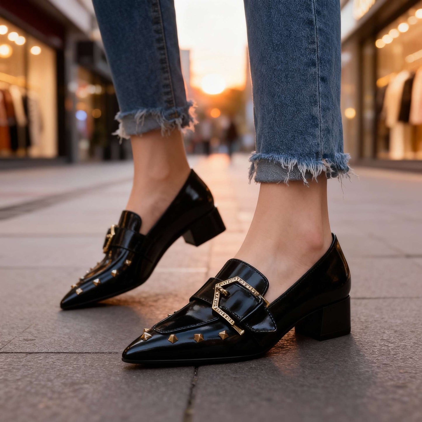 Damen Loafer aus veganem Leder mit Nieten Jully