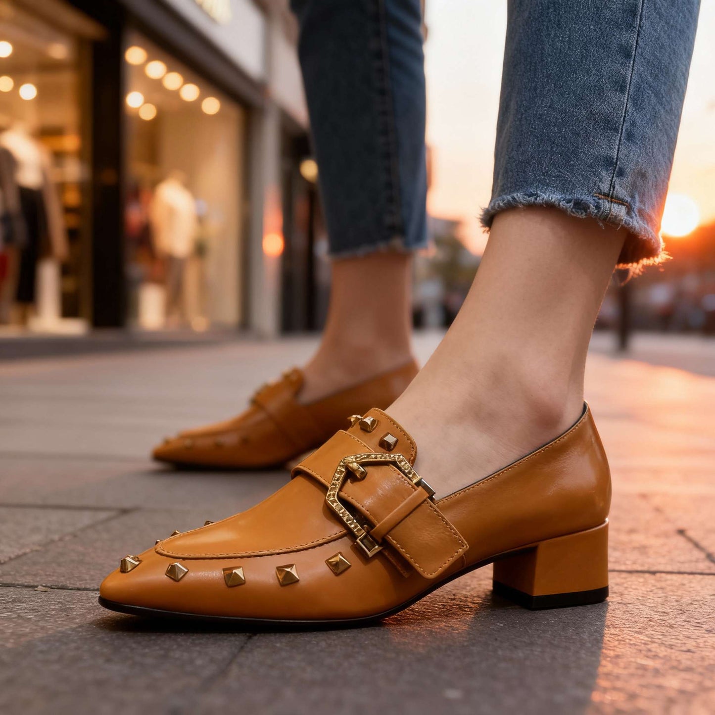 Damen Loafer aus veganem Leder mit Nieten Jully