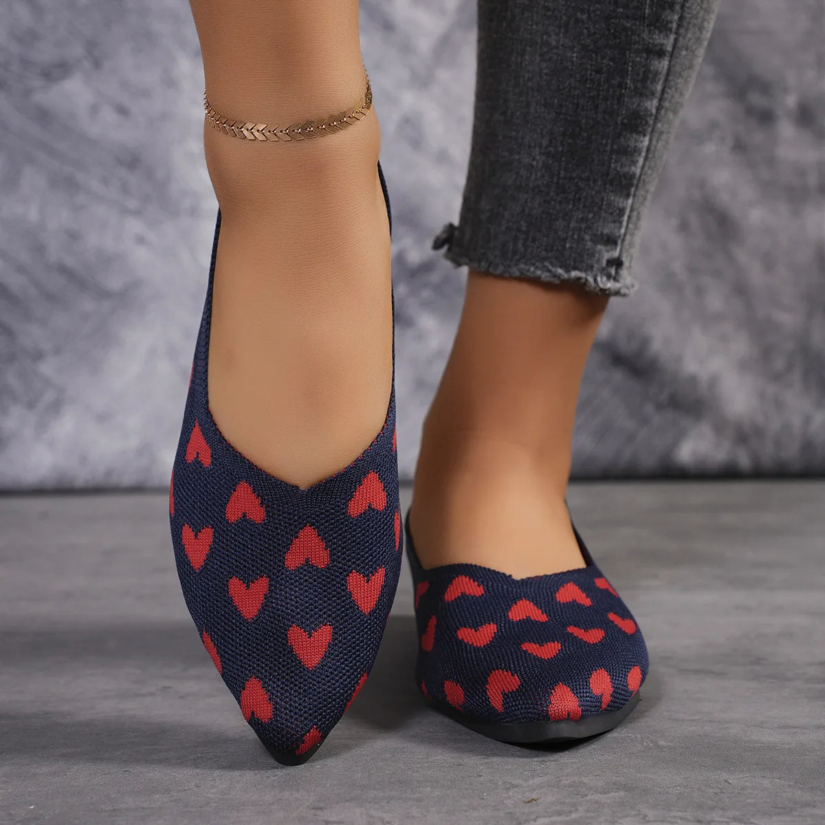 Damen Loafer aus weichem Strick mit spitzer Zehenpartie Jully
