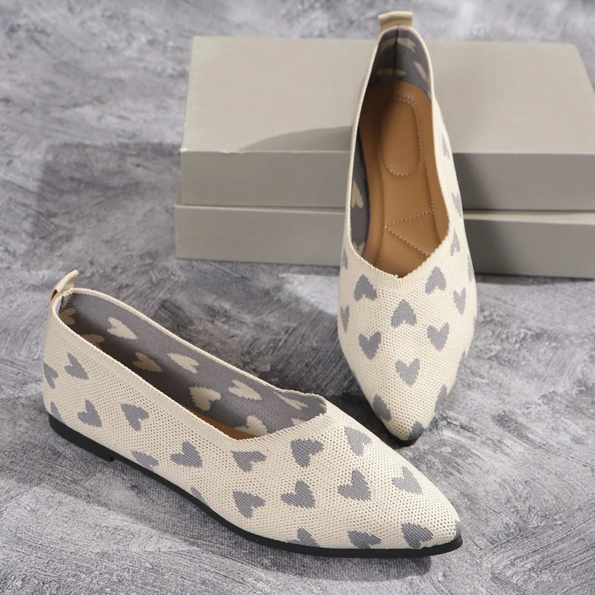 Damen Loafer aus weichem Strick mit spitzer Zehenpartie Jully