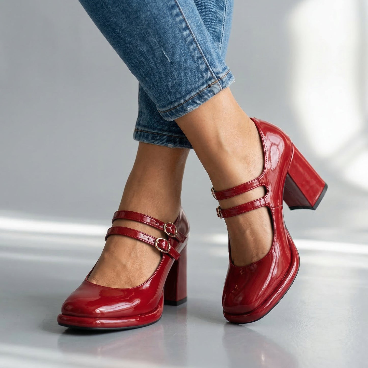 Damen Loafer mit Absatz aus Lackleder Jully