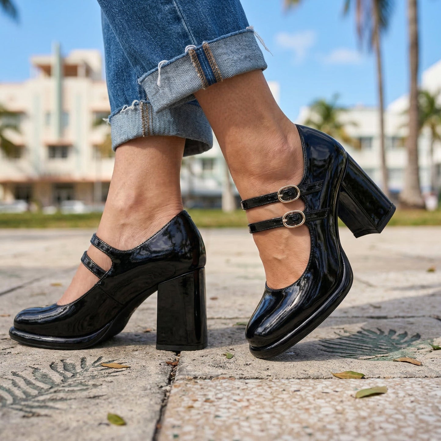 Damen Loafer mit Absatz aus Lackleder Jully