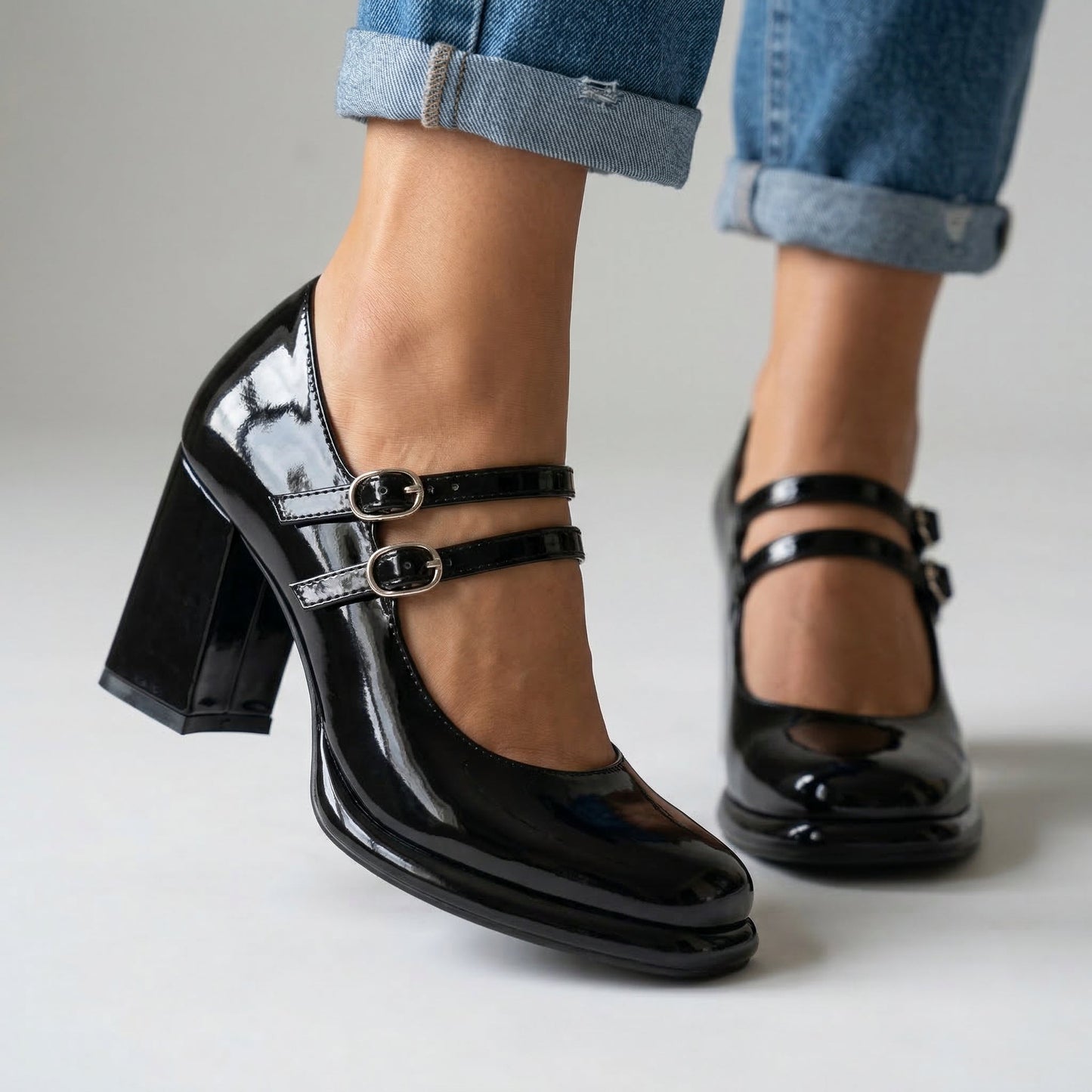 Damen Loafer mit Absatz aus Lackleder Jully