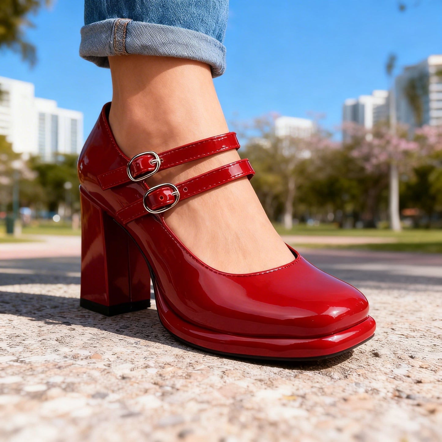 Damen Loafer mit Absatz aus Lackleder Jully