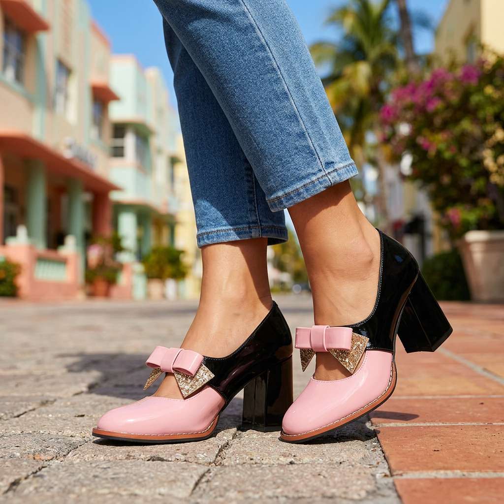 Damen Loafer mit Blockabsatz aus Leder in Schwarz Jully