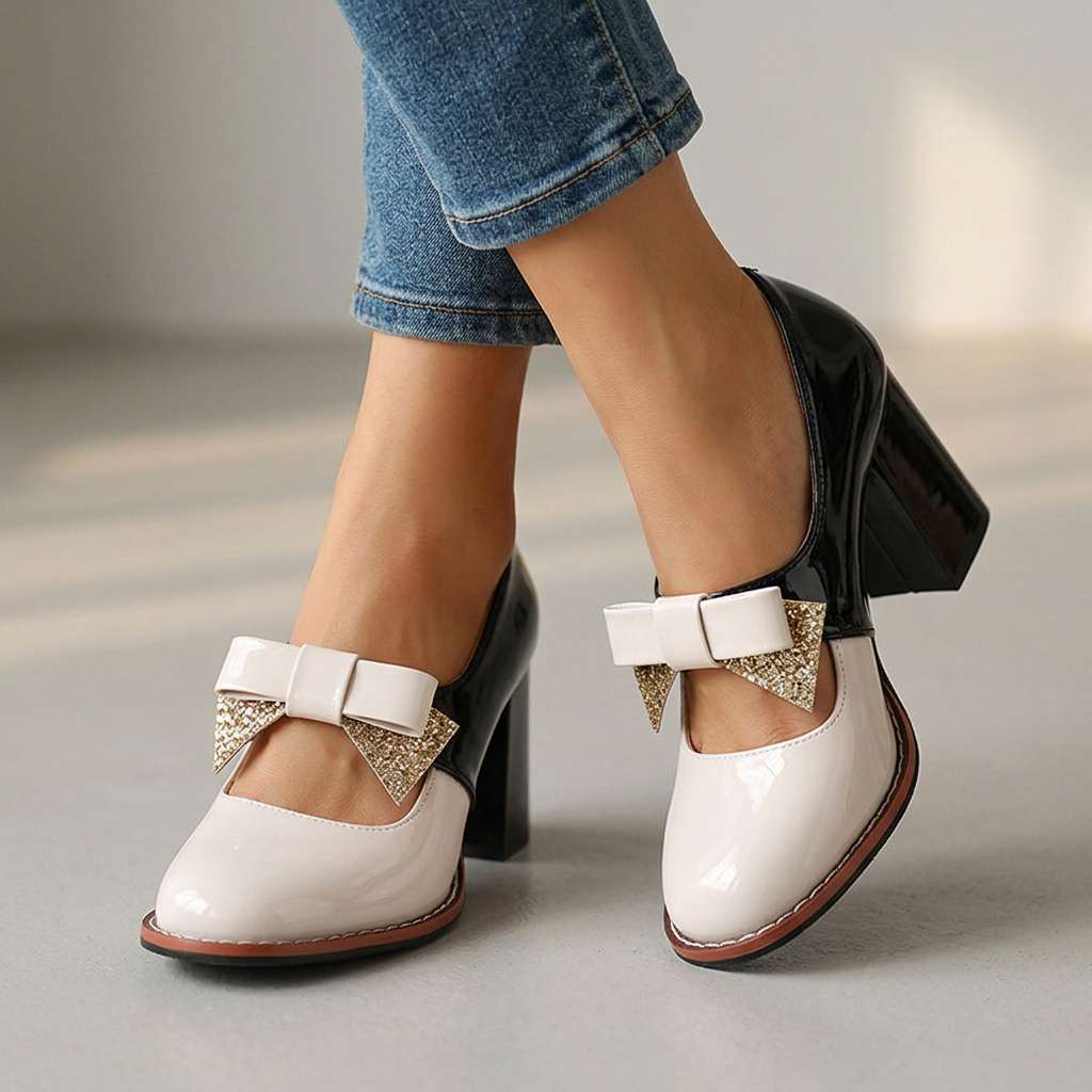 Damen Loafer mit Blockabsatz aus Leder in Schwarz Jully