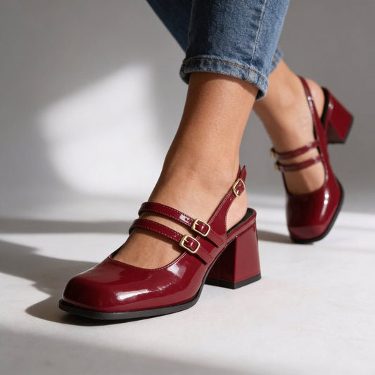 Damen Loafer mit Doppelriemen aus Lackleder Jully