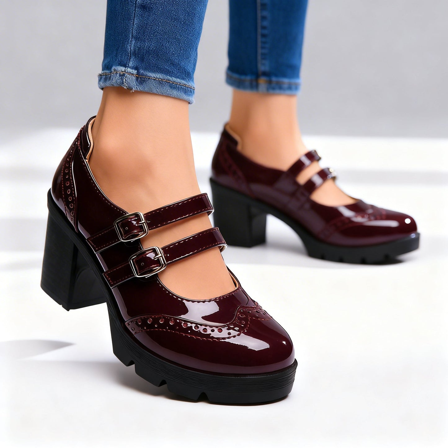 Damen Loafer mit Doppeltem Schnallenriemen Jully