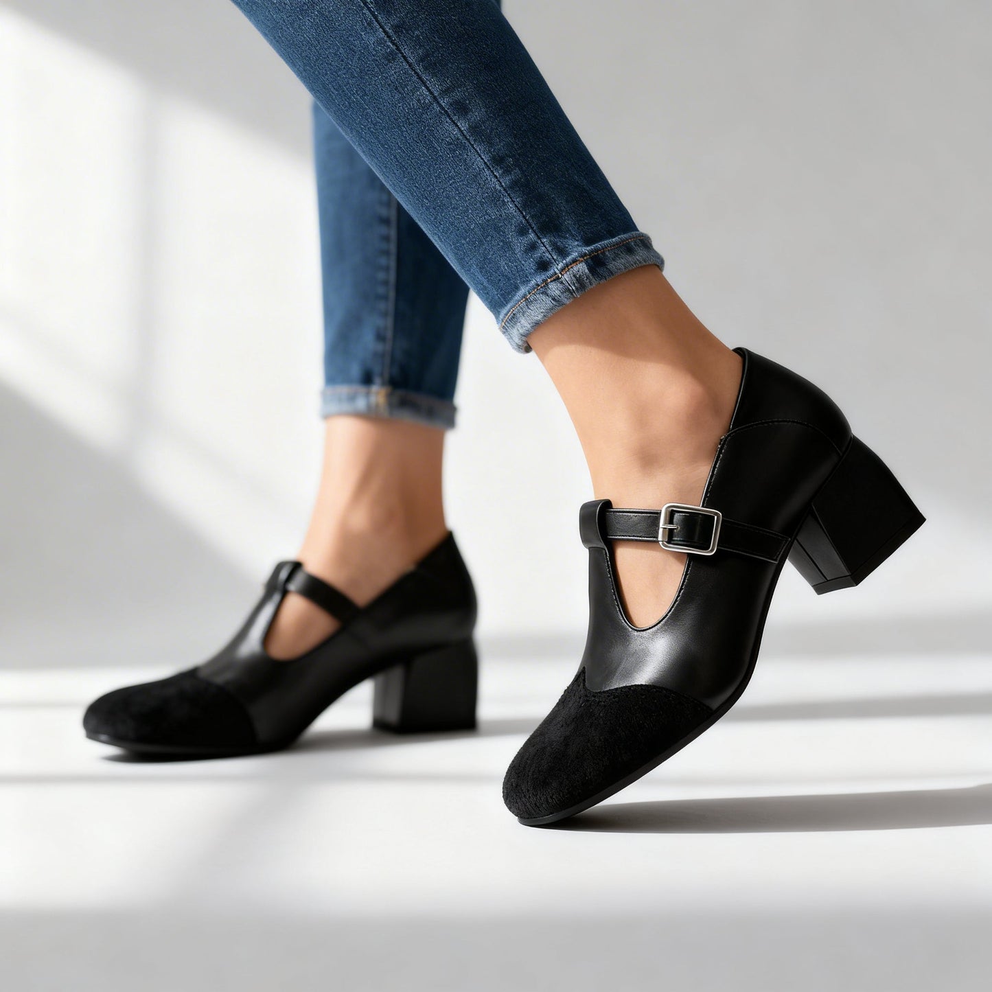 Damen Loafer mit T-Riemen und glattem Obermaterial Jully
