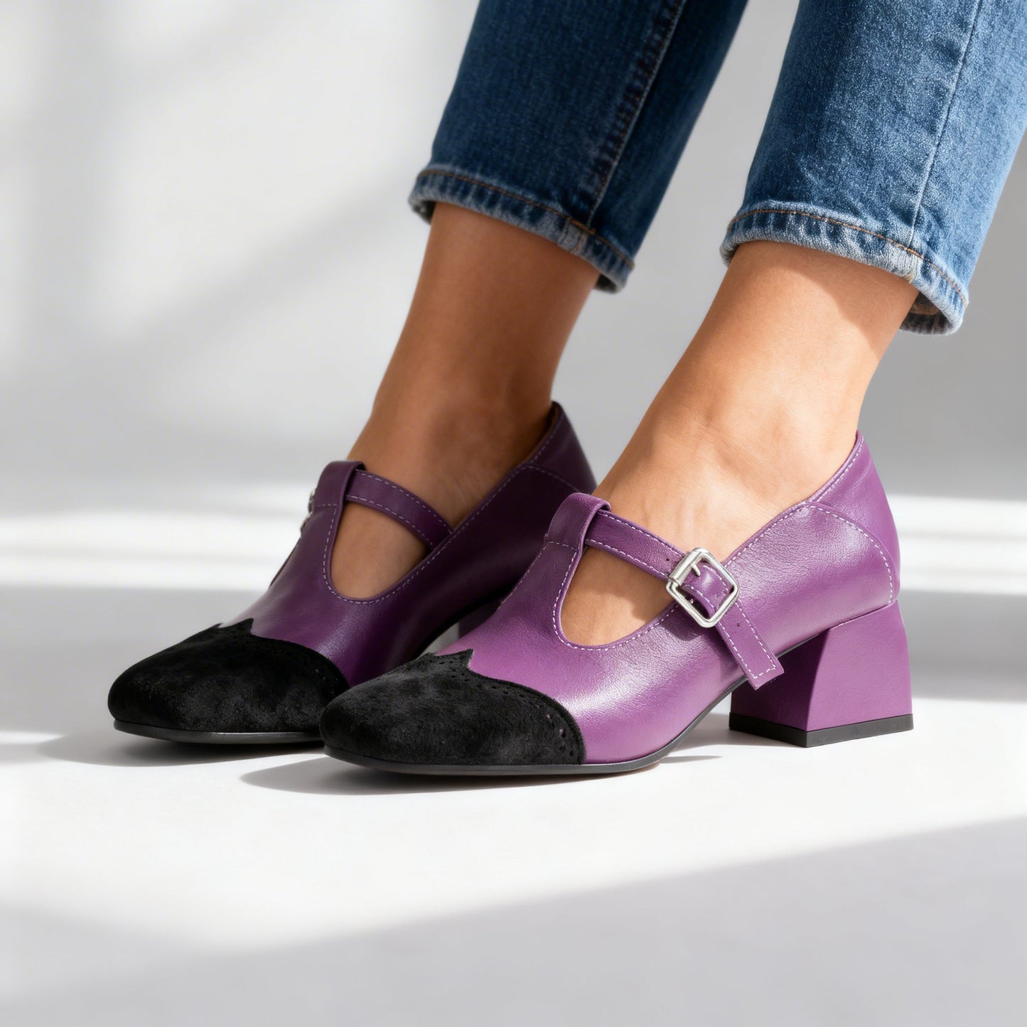 Damen Loafer mit T-Riemen und glattem Obermaterial Jully