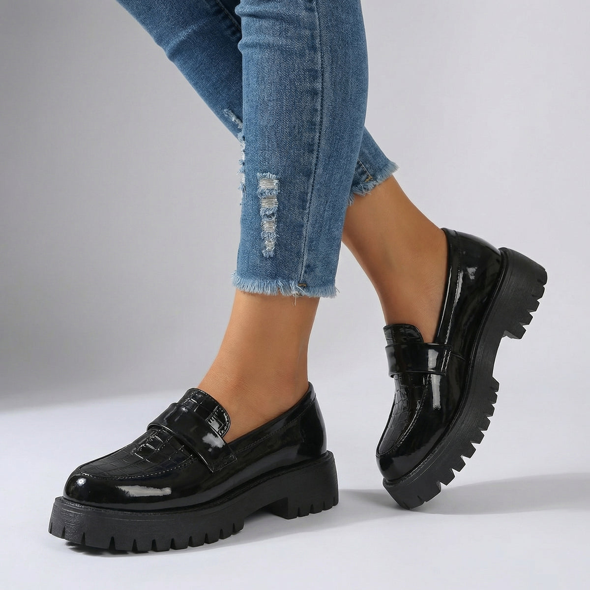 Damen Loafer mit bequemer Passform in Schwarz Jully
