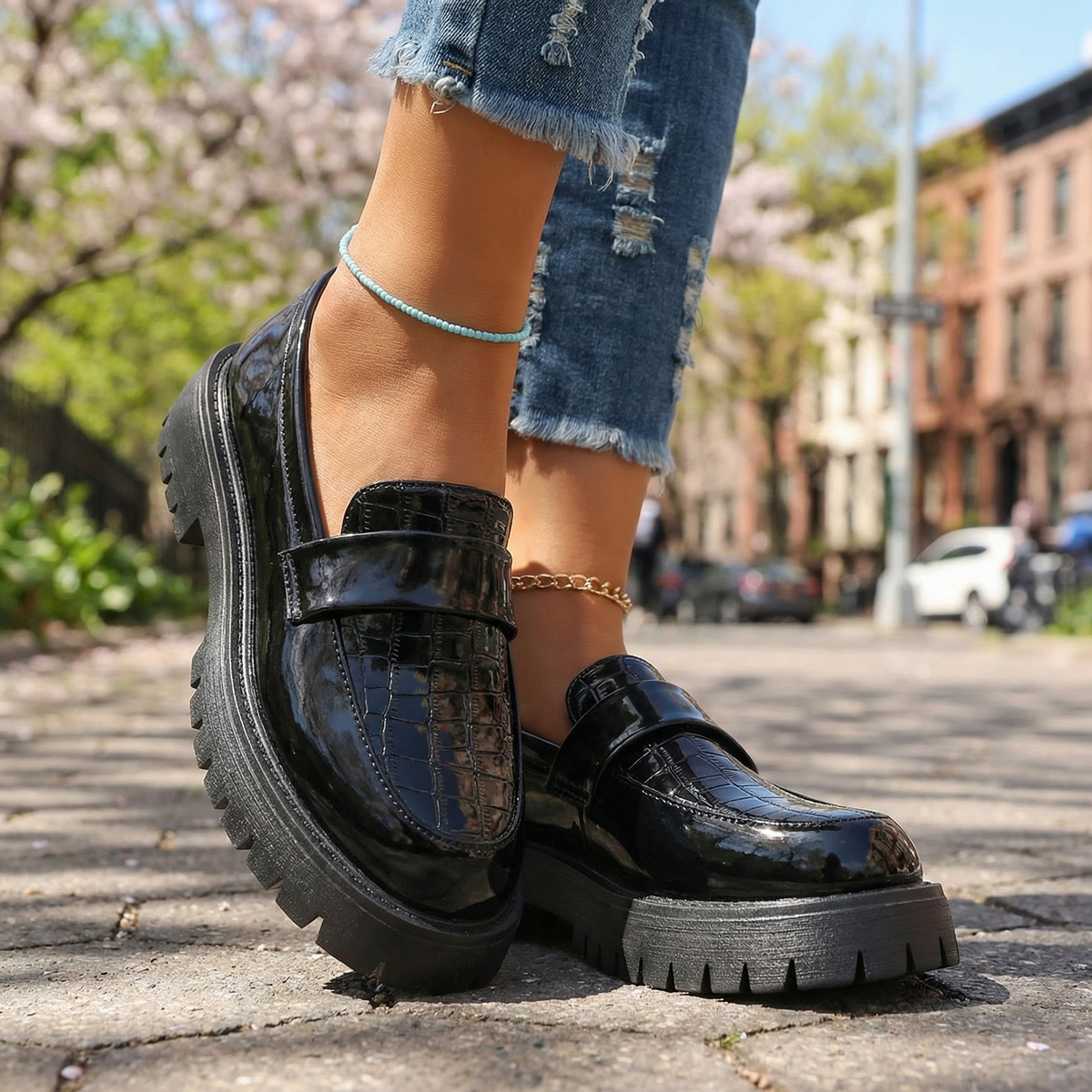 Damen Loafer mit bequemer Passform in Schwarz Jully