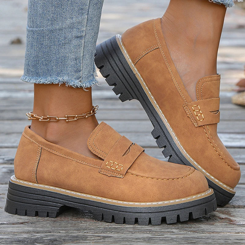 Damen Loafer mit dicker Plateausohle aus Wildleder Jully