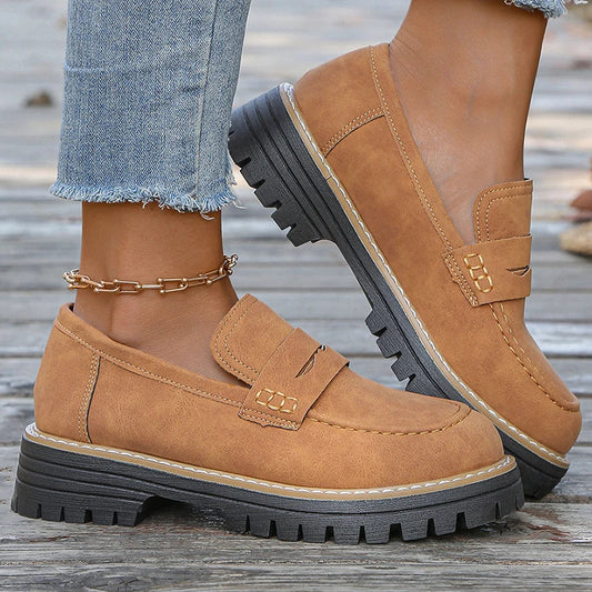 Damen Loafer mit dicker Plateausohle aus Wildleder Jully