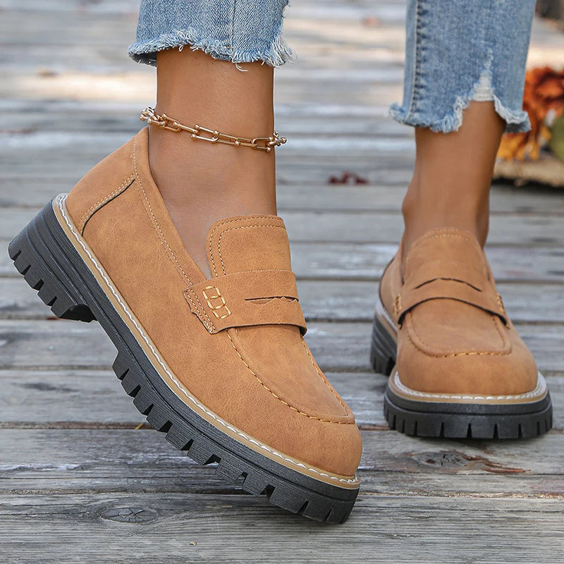 Damen Loafer mit dicker Plateausohle aus Wildleder Jully