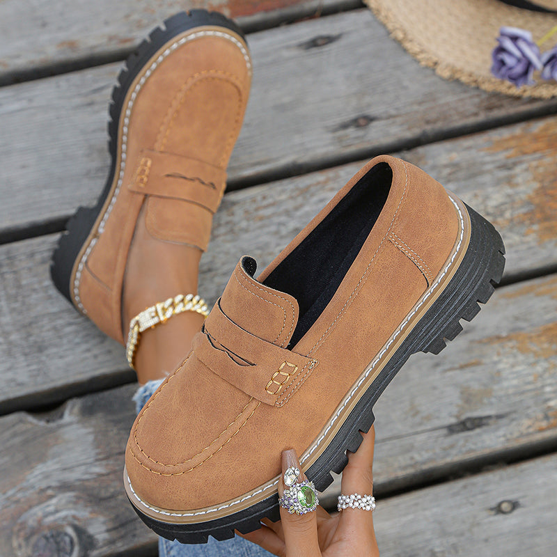 Damen Loafer mit dicker Plateausohle aus Wildleder Jully
