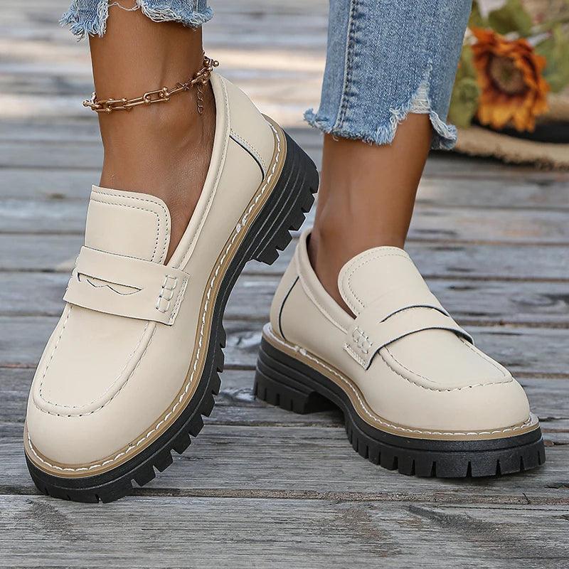 Damen Loafer mit dicker Plateausohle aus Wildleder Jully
