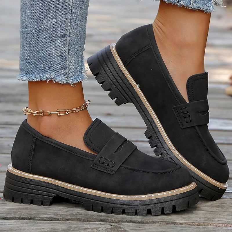 Damen Loafer mit dicker Plateausohle aus Wildleder Jully